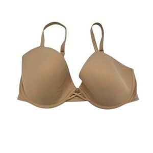 SOMA Lightly‎ Lined Plunge Bra 36D Beige Smooth T-shirt Everyday Comfort Beige